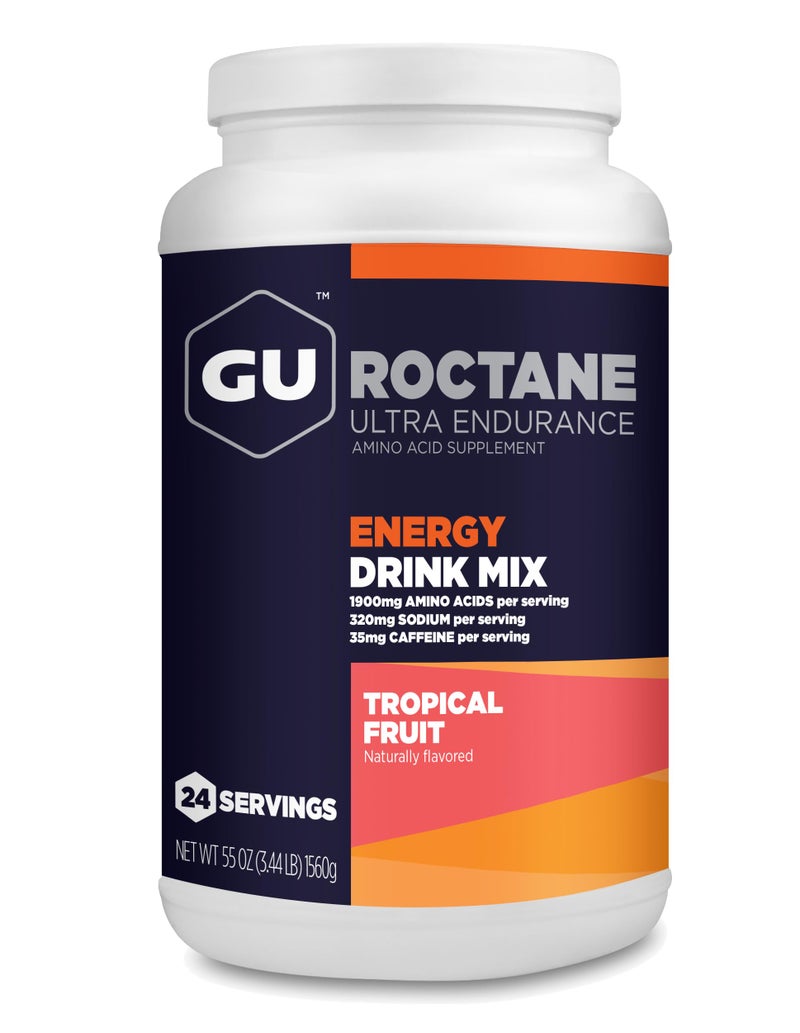 مشروب الطاقة GU Energy Roctane Ultra Endurance Mix نباتي خالي من الغلوتين كوشير 35 ملغ من الكافيين وخالي من الألبان طاقة جاهزة لأي تمرين 344 رطل من الفاكهة الاستوائية